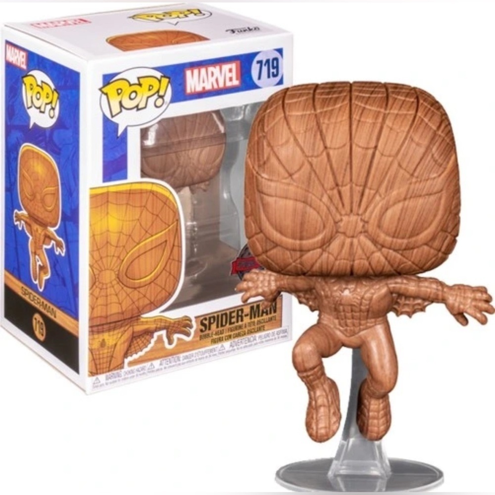 Funko Pop! Marvel Bobblehead Spider-Man Wood Deco Entertainment Earth Exclusive
